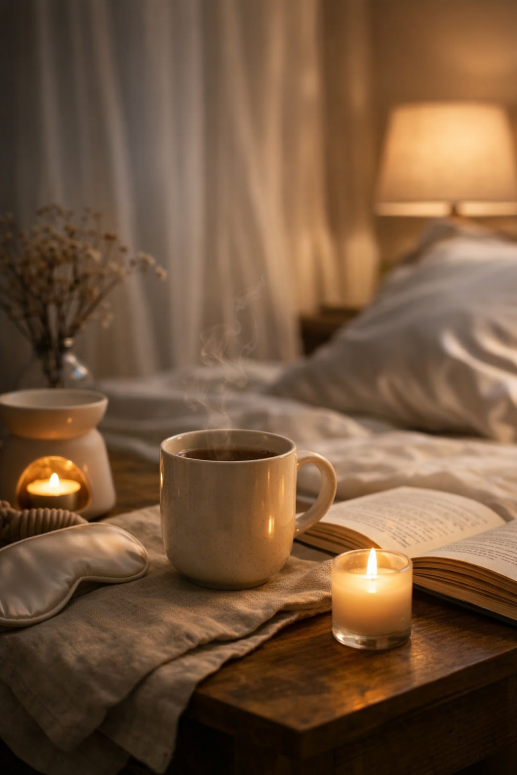 ambiance du soir Leruban thé et bougie 